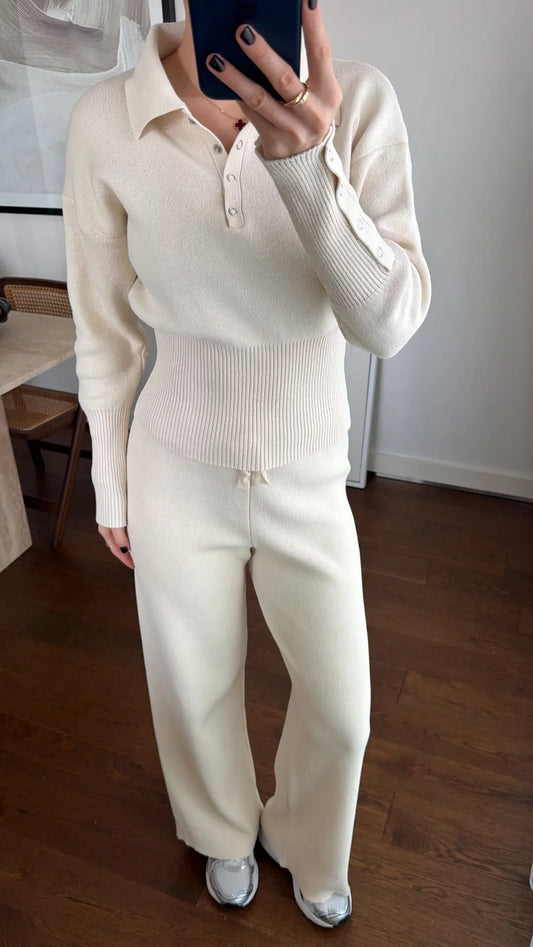 Aurelia Beige Ribbed Waist Set