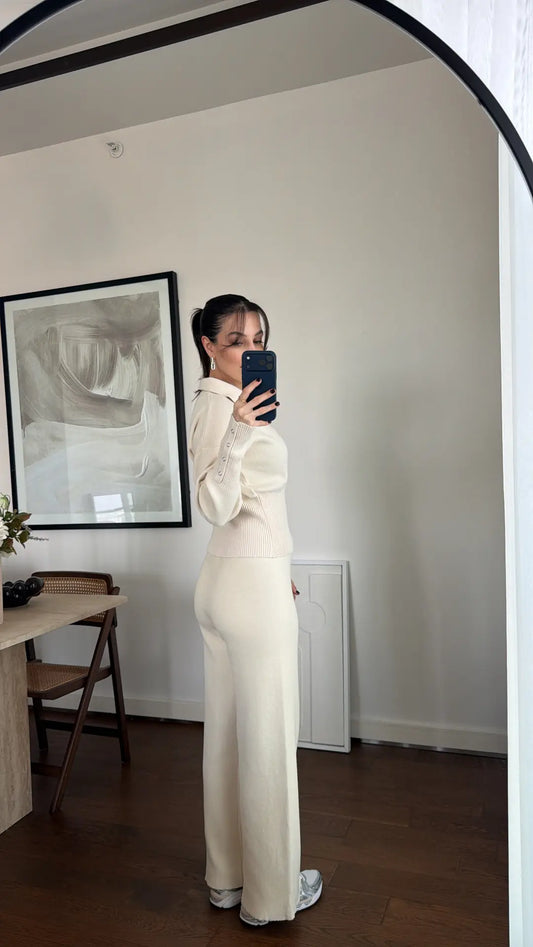 Aurelia Beige Ribbed Waist Set
