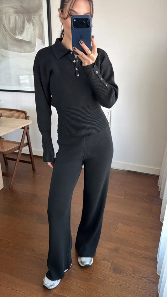 Aurelia Black Ribbed Waist Set