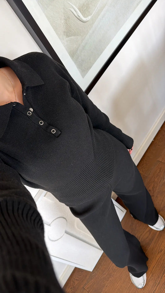 Aurelia Black Ribbed Waist Set