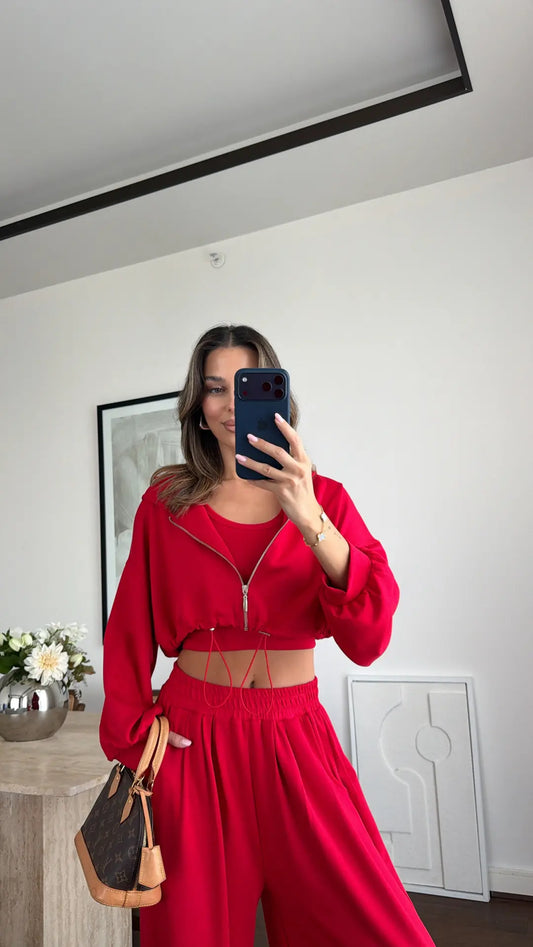 Livia Scarlet Three-Piece Lounge Set