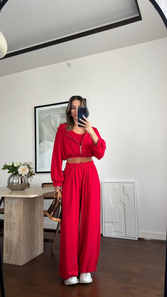 Livia Scarlet Three-Piece Lounge Set