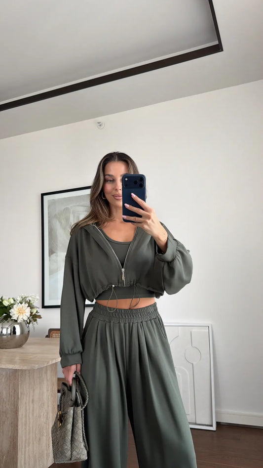 Livia Olive Three-Piece Lounge Set