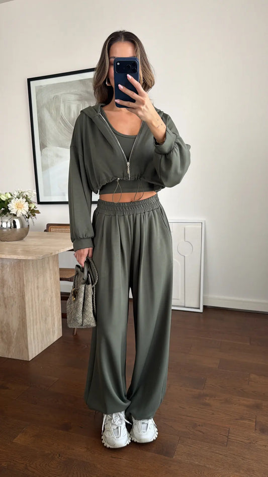 Livia Olive Three-Piece Lounge Set