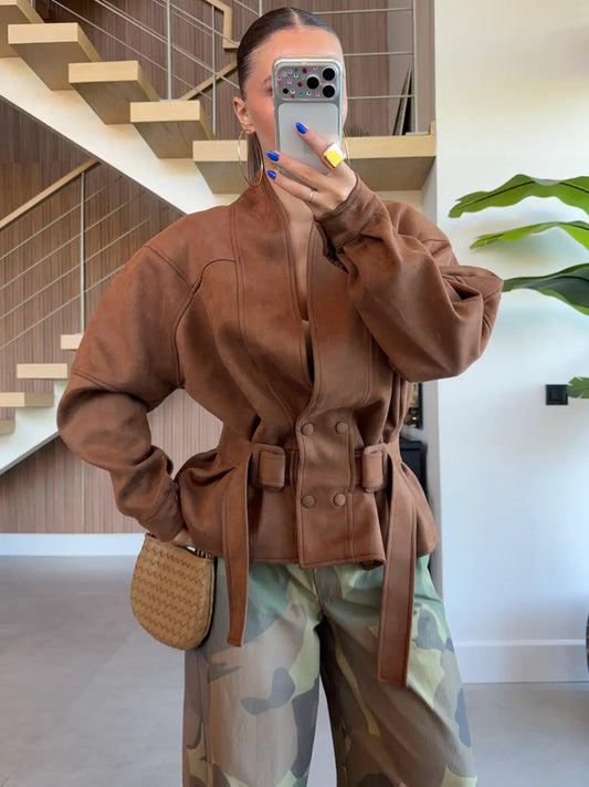 Aurelia Suede Belted Jacket