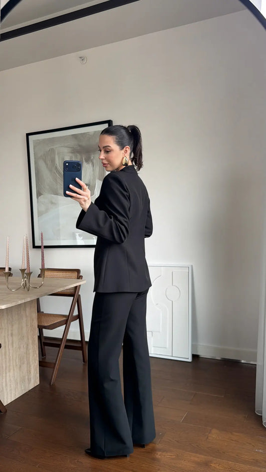 Black Mandarin Collar Two-Piece Set