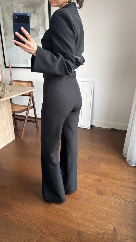 Black Mandarin Collar Two-Piece Set