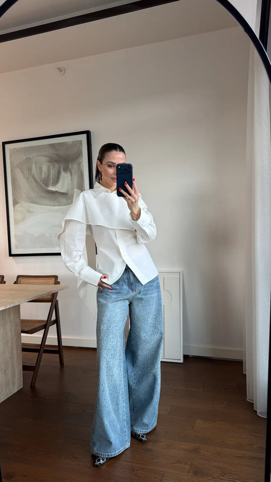 SHIRT WITH SHAWL DETAIL