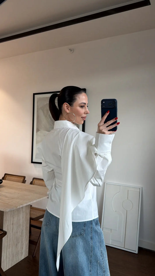 SHIRT WITH SHAWL DETAIL