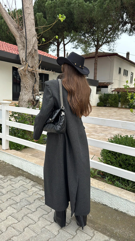 STAND-UP COLLAR WAIST SITTING PADDED MAXI CACHET COAT