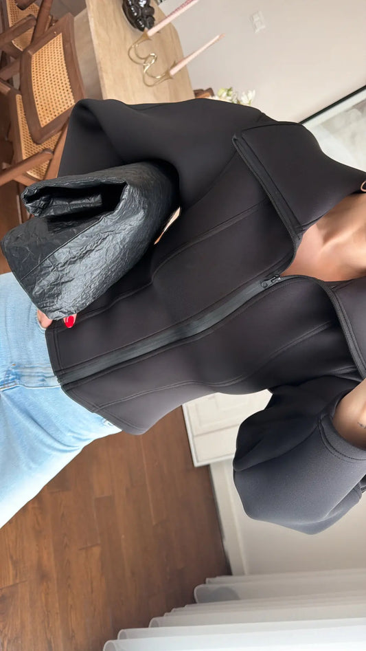 Balloon sleeve waist-fitting fitted jacket