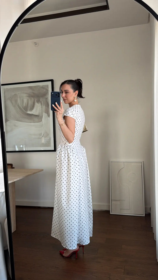 WAIST-FITTED POLKA DOT DRESS