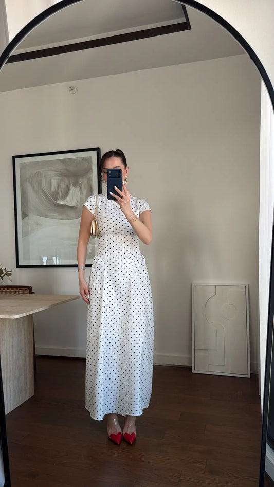 WAIST-FITTED POLKA DOT DRESS