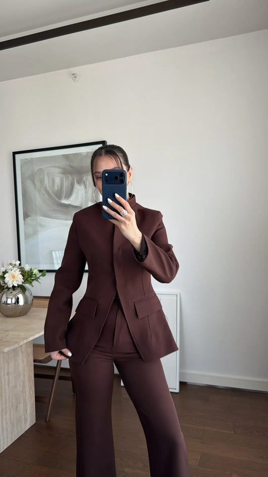 Classic Ivory Brown Two-Piece Suit