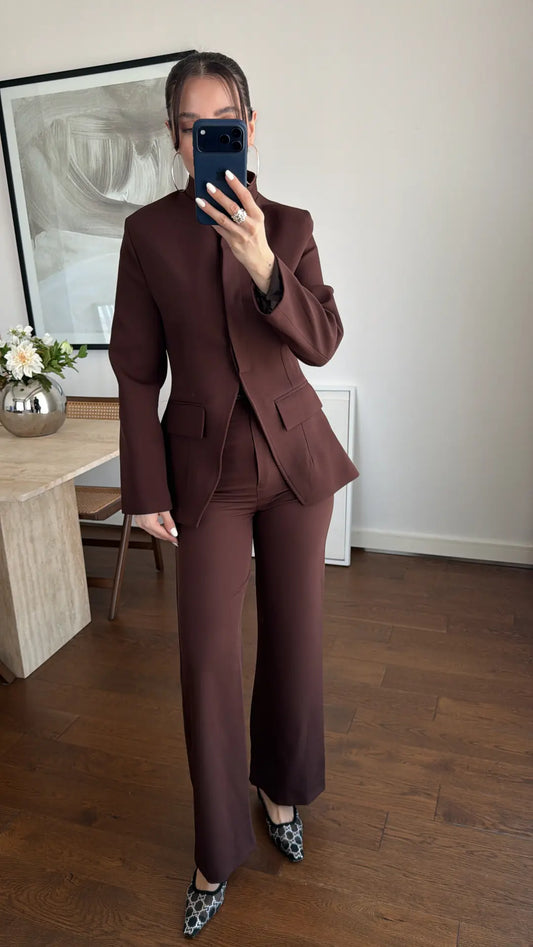 Classic Ivory Brown Two-Piece Suit