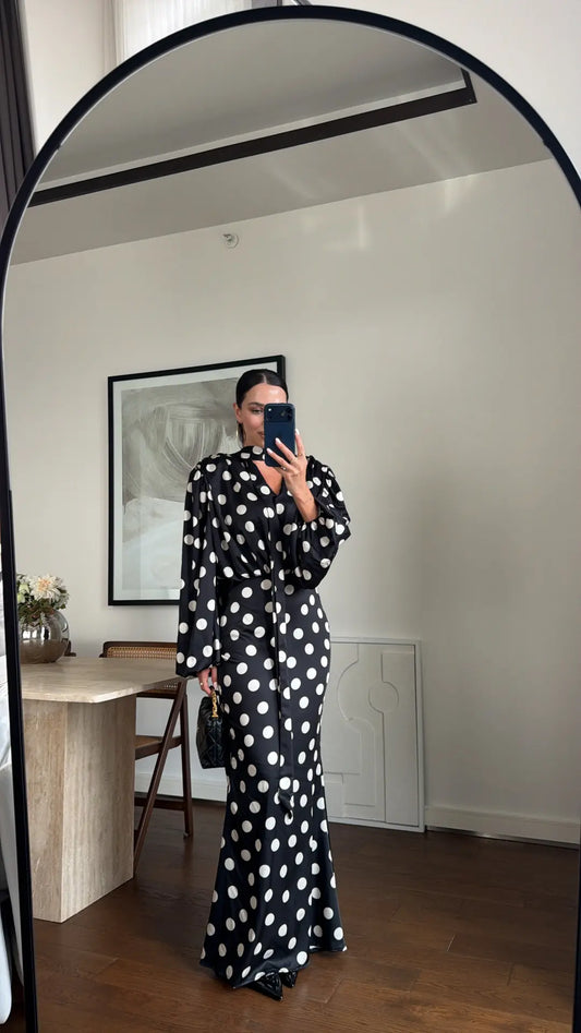 The Polka Black Maxi Dress