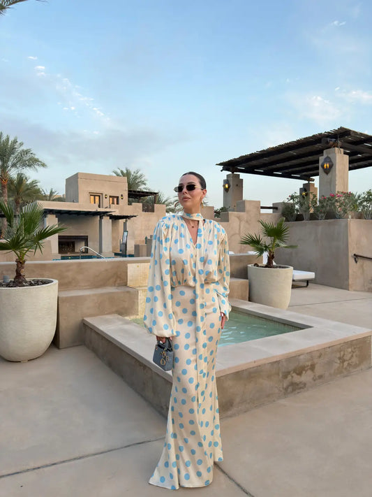 The Polka Baby Blue Maxi Dress