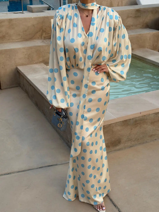 The Polka Baby Blue Maxi Dress
