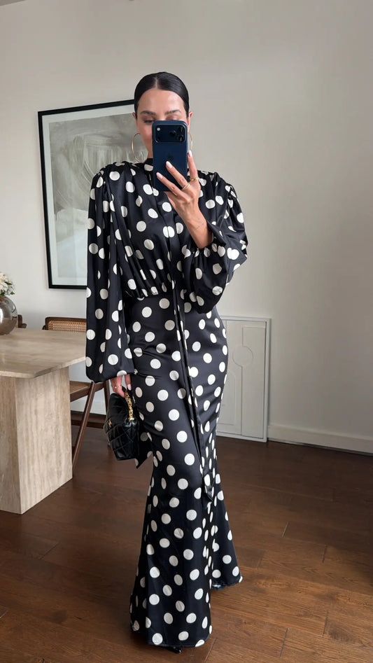 The Polka Black Maxi Dress