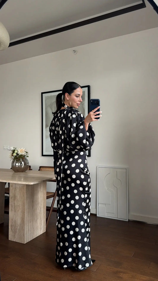 The Polka Black Maxi Dress