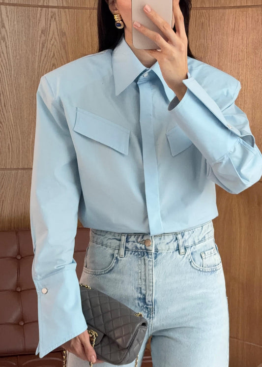 BUTTON-UP WITH PADDED SHOULDER SHIRT