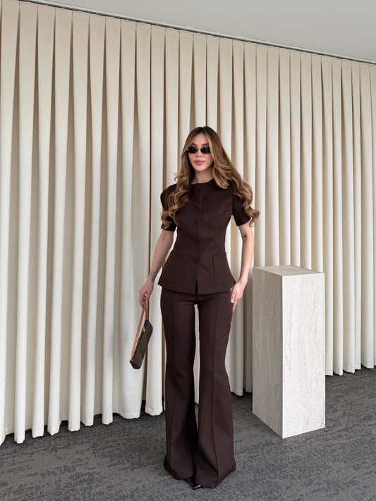 BROWN BALLOON SLEEVE SET