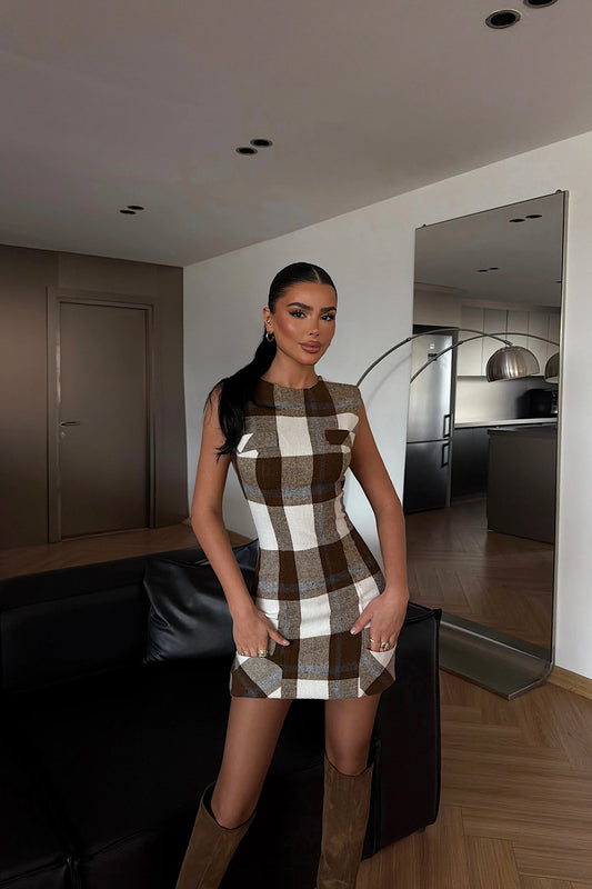 Brown Vera Plaid Dress