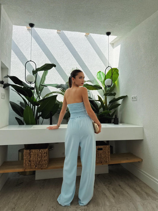 Kalias Strapless Asymmetrical Cut Suit