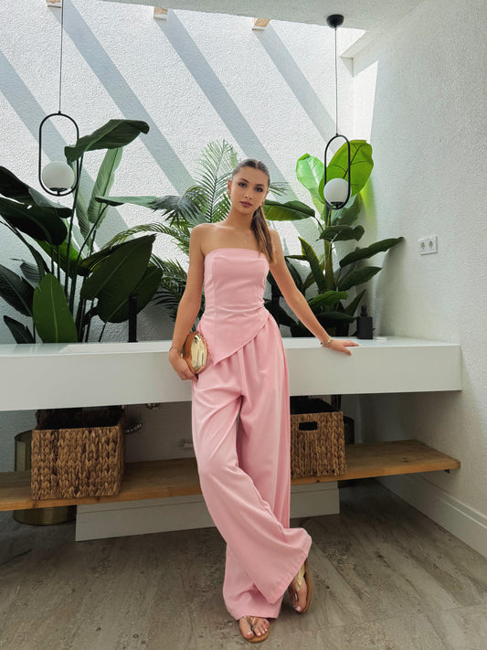 Kalias Strapless Asymmetrical Cut Suit