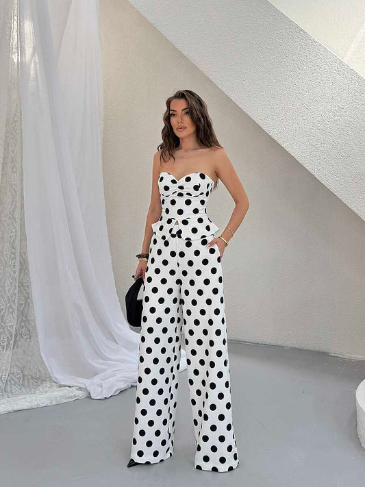 Monroe Polka Dot Wide-Leg Suit