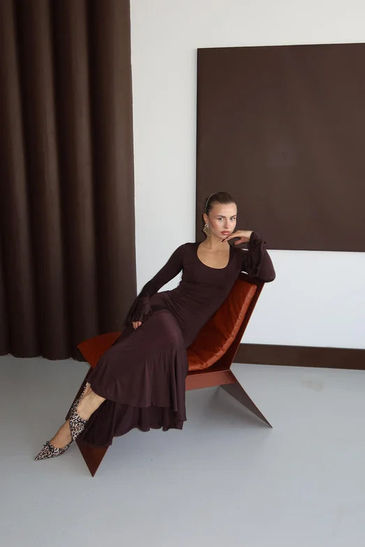 Eva with Flounce Sleeves Dress