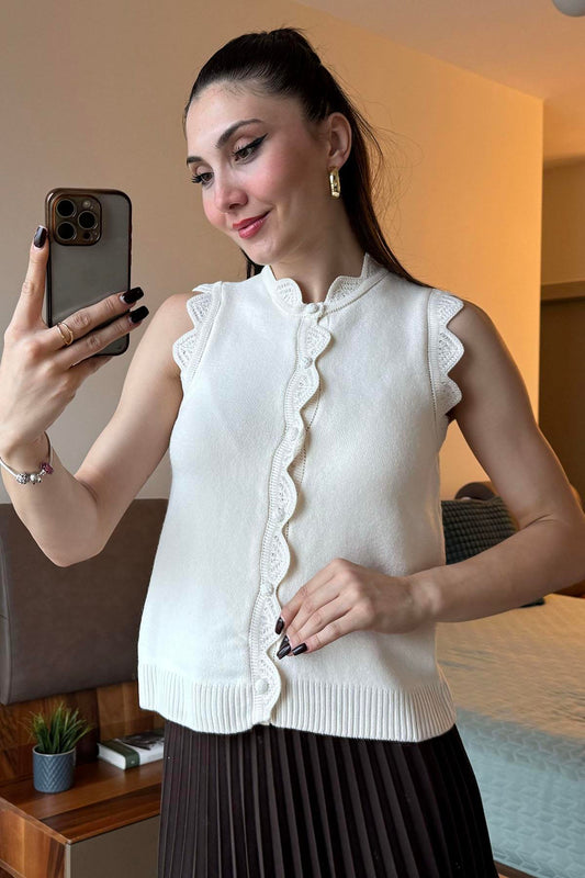 كنزة نسائية محبوكة من الدانتيل