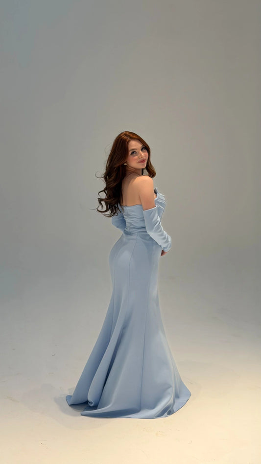 Lina's Embellished Evening in Baby Blue Dress