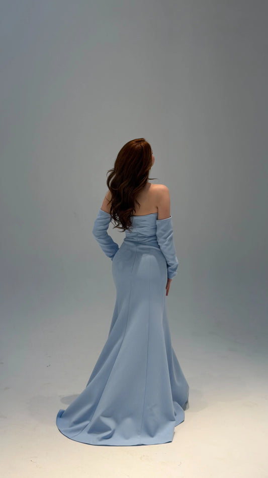Lina's Embellished Evening in Baby Blue Dress