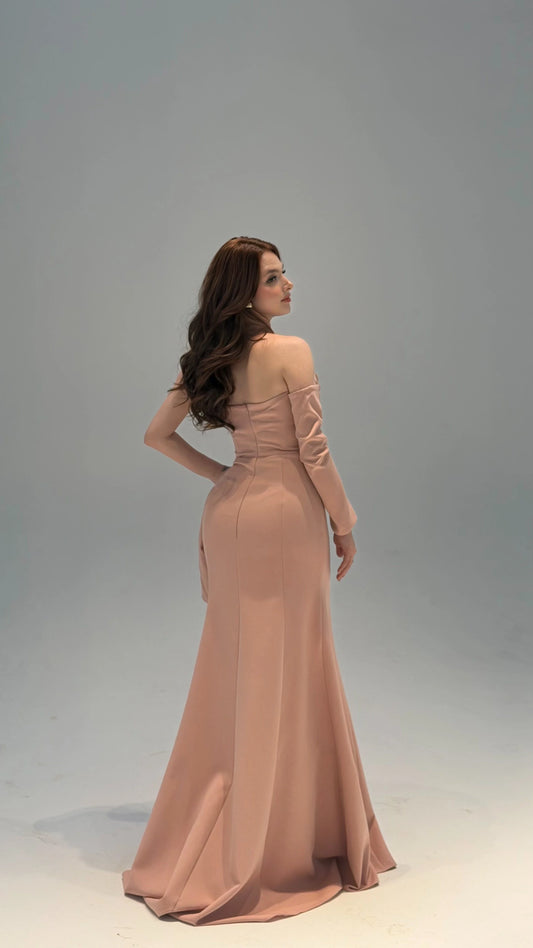 Lina's Embellished Evening in Powder Pink Dress