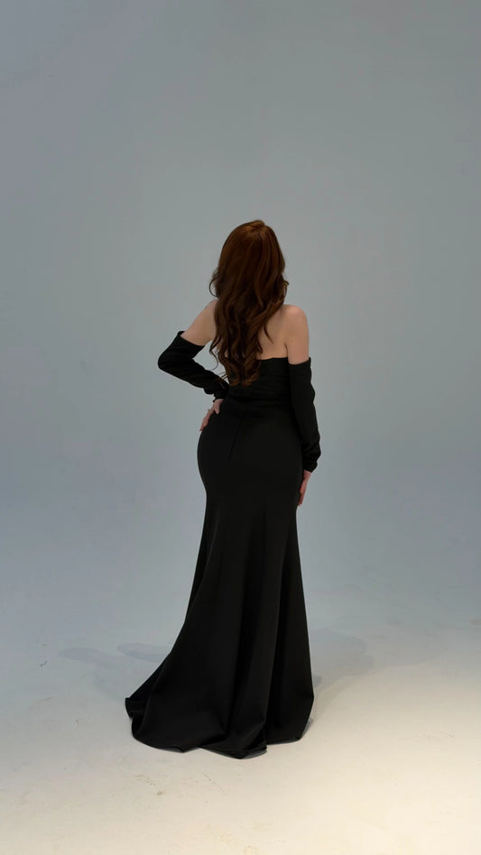 Lina's Embellished Evening in Black Dress