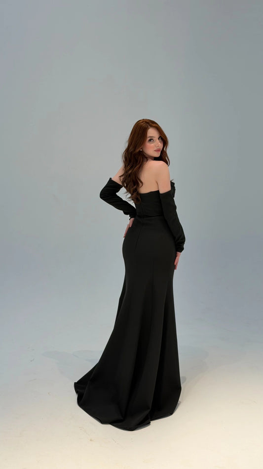 Lina's Embellished Evening in Black Dress