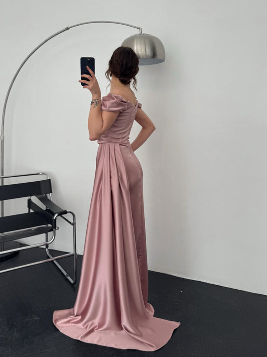 Musa Slit Detail Balloon Sleeve Evening Dress