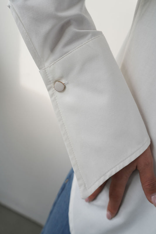 BUTTON-UP WITH PADDED SHOULDER SHIRT