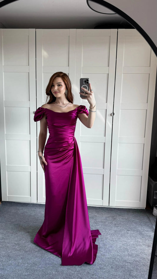 Musa Slit Detail Balloon Sleeve Evening Dress