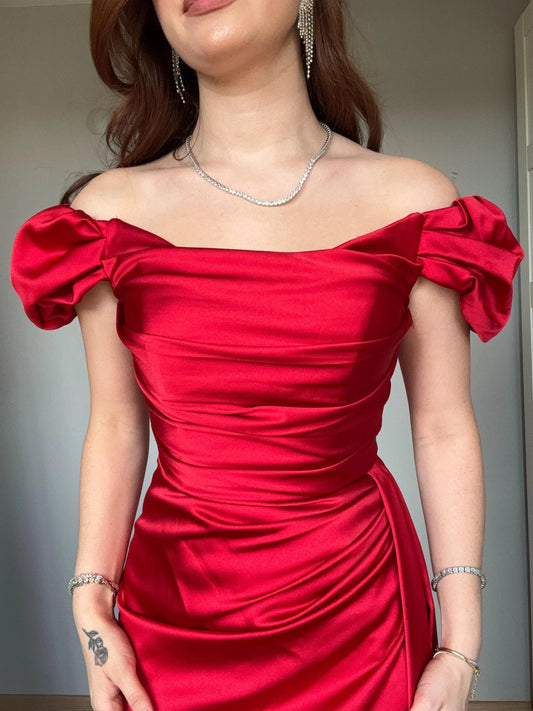 Musa Slit Detail Balloon Sleeve Evening Dress