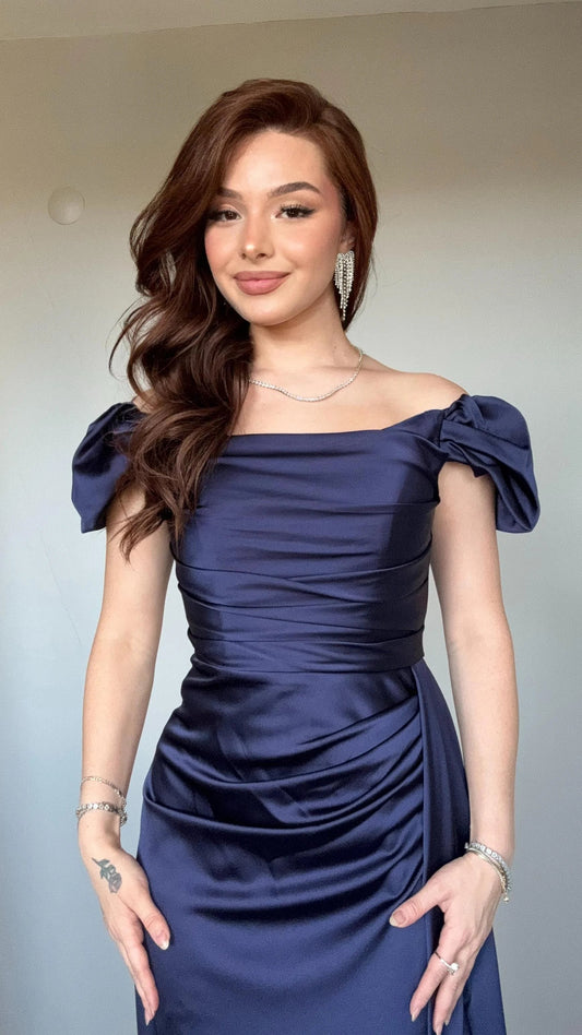 Musa Slit Detail Balloon Sleeve Evening Dress