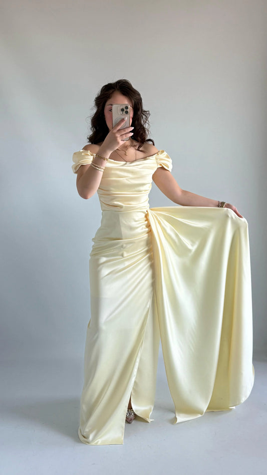 Musa Slit Detail Balloon Sleeve Evening Dress