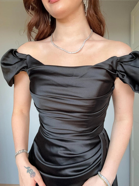 Musa Slit Detail Balloon Sleeve Evening Dress