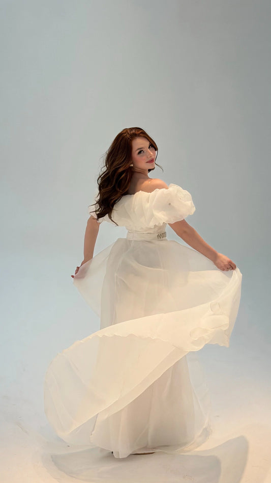 Peri White Vibe Evening Dress