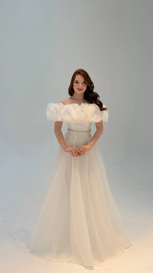 Peri White Vibe Evening Dress