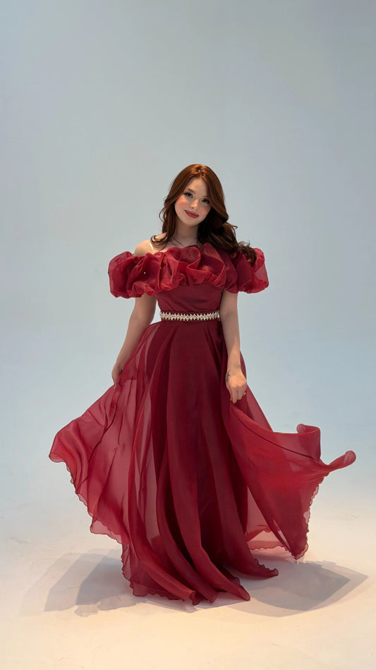 Peri Burgundy Vibe Evening Dress