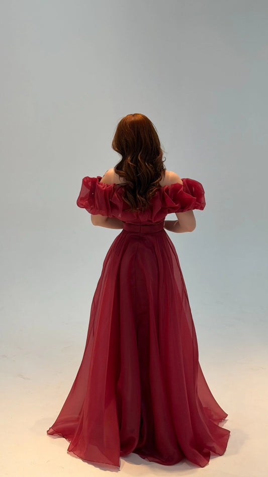 Peri Burgundy Vibe Evening Dress