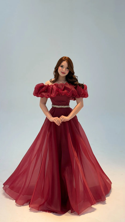 Peri Burgundy Vibe Evening Dress