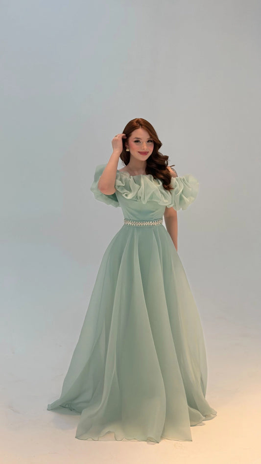 Peri Mint Green Vibe Evening Dress